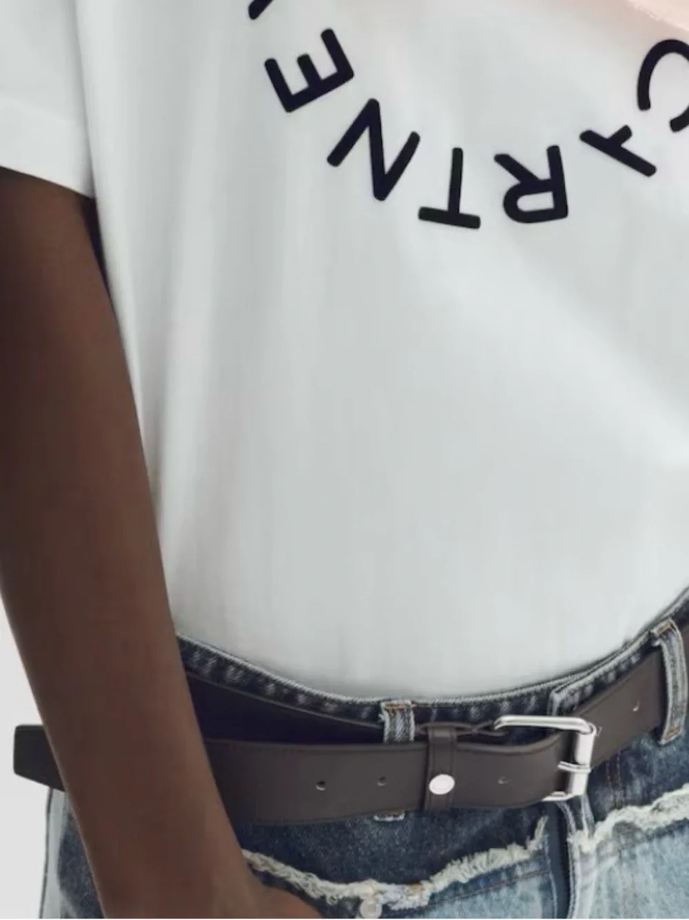 H&M Stella McCartney -Brown / Black Leather Belt with Silver Buckle - Picture 2 of 5